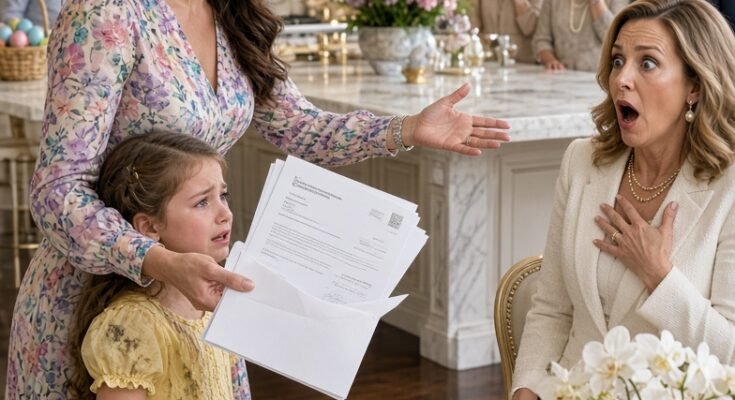 "Tell your daughter to stop crying — she's ruining Easter for the good kids," sister screamed after her twins they dirtied my 6-year-old daughter's dress with mud from head to toe. It was my house. My baby sobbing. I let them 'apologize.' No one apologized. Then calmly said: "Everyone out." Dad: "Out?" Me: "Yeah. And one more thing. I gave him an envelope." Everyone went dead silent, when my dad started reading...